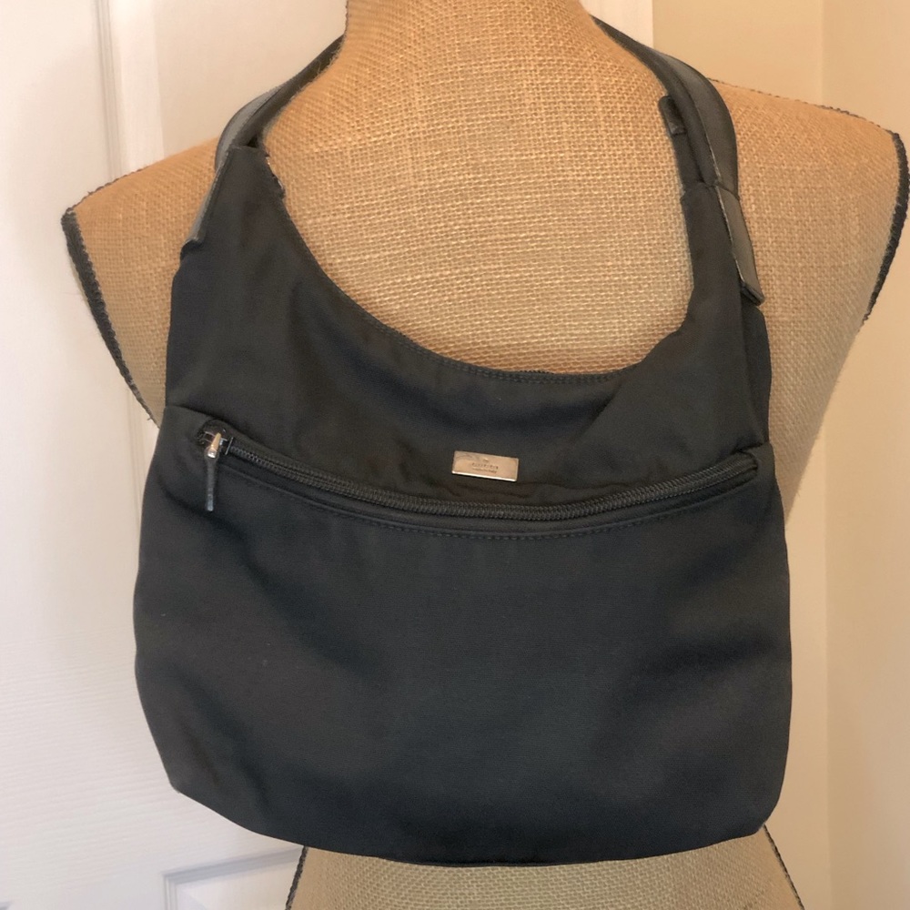 Gucci Vintage Leather-trimmed Handle Nylon Bag - Picture 1 of 7